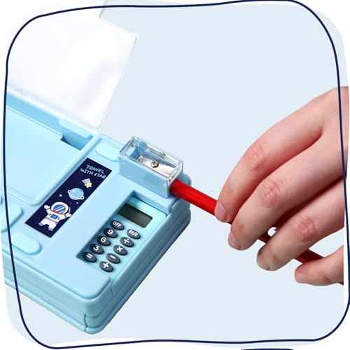 LilyBeauty Estojo Multifuncional com Calculadora, Apontador de Lápis e Currículo, Vários Padrões Fof