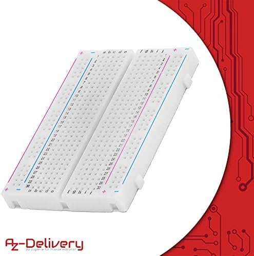 AZDelivery 3 x MB-102 Mini Breadboard 400 Tie Point Interlocking Solderless Prototype PCB Board, 4 Power Rails for Proto Shield Distribution Connection Blocks compatible with Arduino Including E-Book!
