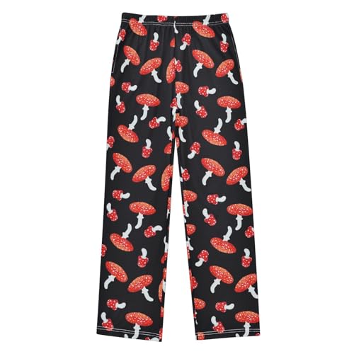 CaTaKu Boys Fairytale Mushroom Pants for Boys Girls Wide Leg Sweatpants Kids Long Bottoms with Pockets Size 6-14Y