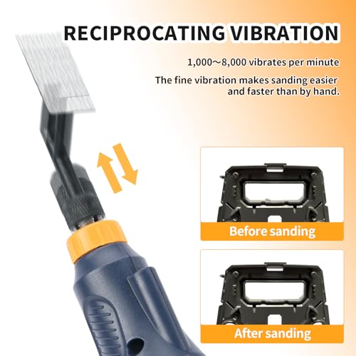 Image of Reciprocating Sander, Mini Detail Sander Tool, Variable Speed and USB Charging with LED Light, Pen Sander With 6pcs Sanding Head, Fit for Sanding, Polishing, Finishing, DIY Crafts (Blue)