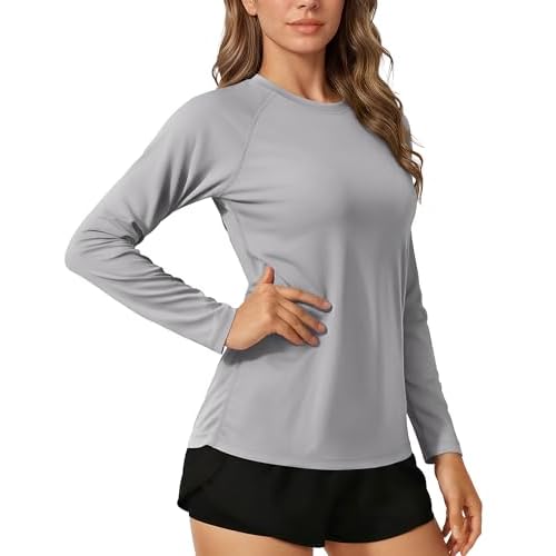 TACVASEN Women's Long Sleeve Sun Shirts UPF 50+ UV Protection Rash Guard Swim Shirts Quick Dry Workout Tops