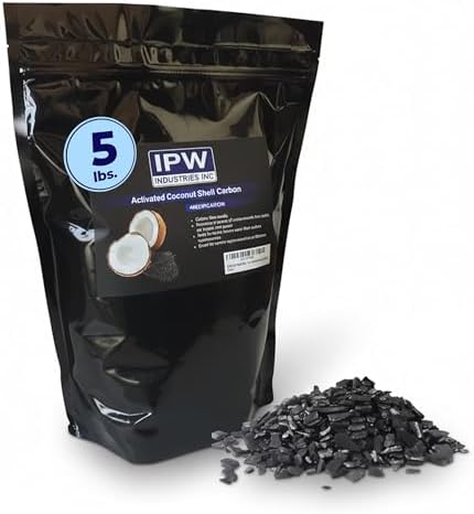 IPW Industries Bulk Activated Carbon - 4x8 Mesh Coconut Shell Granular Activated Carbon (GAC) for Water Filtration - Replacement Media Carbon Water Filter Media (5 lbs)