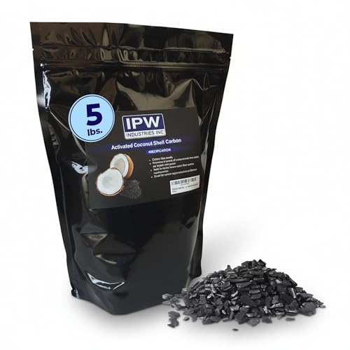 IPW Industries Inc. Bulk Activated Carbon for Aquarium & Water Filtration, 4x8 Mesh Coconut Shell Charcoal, Granular Activated Charcoal Water Filter, Replacement Carbon Water Filter Media - (5 Lbs)