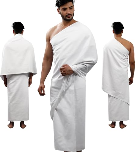 Serviettes Ihram en coton blanc 110x230 cm pour le pèlerinage