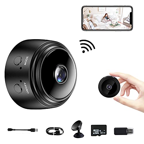 Security Indoor Wireless Camera - Wireless WiFi HD 1080P Home Motion Detection for Baby Monitor Mini Cameras with 32G SD Card, Small Nanny Cam, Night Vision and Motion Detection for Car/Office/Outdoor