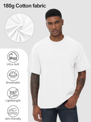 Image of KEEPSHOWING Mens Oversized Short Sleeve T-Shirts Cotton Loose Fit Tees