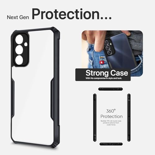 Image of Pikkme Back Cover for Samsung Galaxy F23 5G | Ultra Hybrid Shockproof Case | Full Camera Protection | Raised Edges | Clear Transparent Bumper Case (Black)