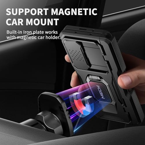 TONGATE for Z Fold 5 Case with Ring Stand, Built-in Z Fold5 S Pen Holder, Shockproof Rugged Phone Case with Screen Protector & Slide Camera Cover & Belt Clip for Samsung Galaxy Z Fold 5 2023, Black