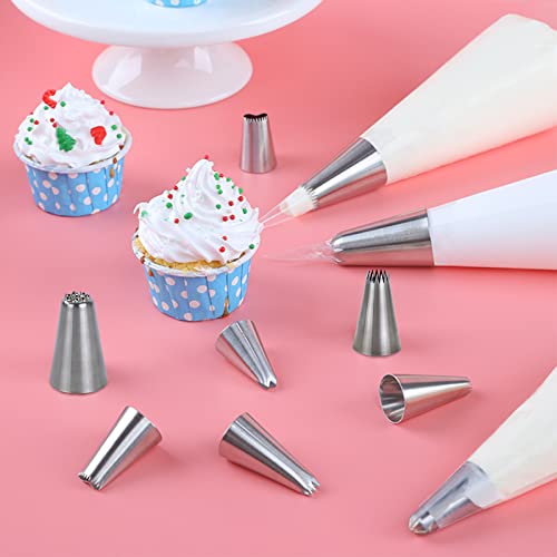 Alinbehbs Piping Bags And Tips Set Cake Decorating Kit 10 X-Large Stainless Steel Piping Tips And 20 Piping Bags #TOP5