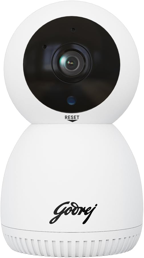 Godrej Security Solutions EVE PRO panTilt Smart WiFi Security Camera for Home with 350 Degree 2MP (HD) | 2-Way Audio | Night Vision | Smart Motion Tracking | Alarm System, White