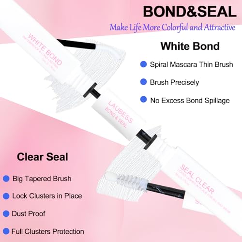 Image of Lash Glue for Eyelash Clusters LAUBESS 2 in 1 Lash Bond and Seal Waterproof Lash Cluster Glue 10ml Adhesive Eyelash Glue Home Use Strong Hold 72H