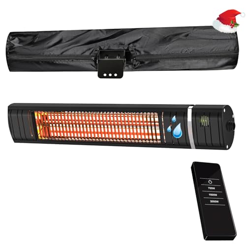 Wall-Mounted Electric Patio Heater 2000W, Outdoor Heater with 3 Levels of Power, IP65 Waterproof,...