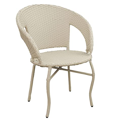 Image of Anaya Decor D-12 Chairs Table Set 4+1 Wicker Patio Furniture Sets 4 Chair and 1 Table for Garden Balcony Bedroom Powder Coated Frame Uv Protected Wicker (Off White)