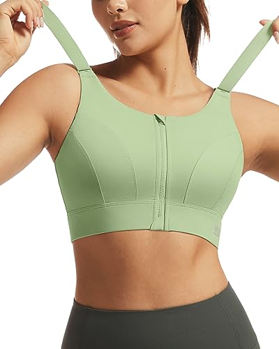 Image of Adjustable High Impact Sports Bras for Women Zip Front Full Coverage and Lift Padded Compression Tops