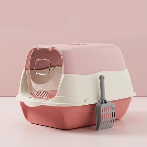 Arenero cerrado grande para gatos con tapa rosa miniatura 6