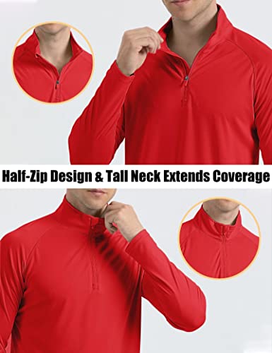 Men's T-Shirts Long Sleeve Tee Shirt For Men Upf 50+ Shirts Outdoor Mens Sun Protective Shirts Men Fishing Shirts Rash Guard Shirt Tomato Red #TOP5