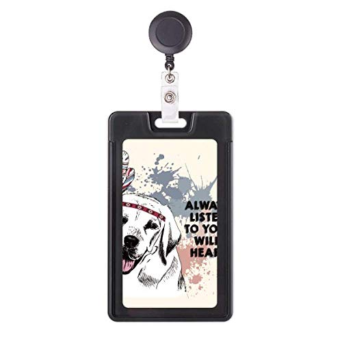 Porte-badge rétractable chien aquarelle avec clip attache pour blouse