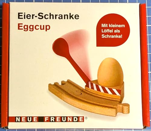 Neue Freunde® Eierbecher Set für Kinder - Eierbecher aus Holz mit Schranke, mit kleinem Löffel als Zugschranke - Frühstück mit Eisenbahn- für Kinder – Bild 3