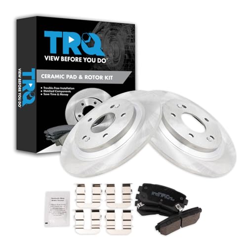 Image of TRQ Rear Brake Pad and Rotor Set Ceramic Solid Rotors