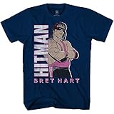 WWE WCW Bret Hart Shirt - Bret The Hitman Hart - The Hearthrob - WWF World Heavyweight Chamption Bret Hart T-Shirt (Navy, X-Large)