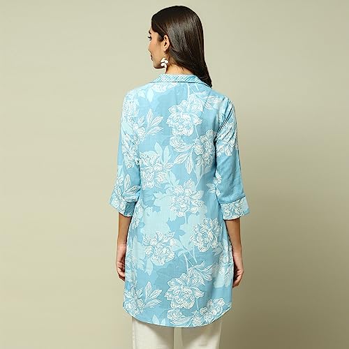 Image of BIBA Women's Rayon Regular Fit Casual Printed Regular Dress Shirt Kurta