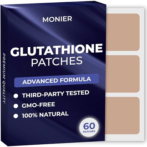 MONIER Glutathione Patches (Pack of 60) - 100% Natural Patch for Women and Men - with Magnesium - Energy Focus & Body Support - Enhanced Formula