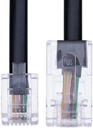 RJ11 to RJ45 Cable 3ft Ethernet Modem Data Telephone ASDL Patch Lead Broadband High Speed Internet Plug 6P4C to 8P8C Flat Network Extension Cord Compatible with Modem, Router, Landline Wire (Black)