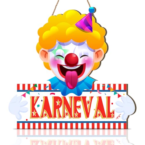ANHUIB - ANHUIB Karneval Deko Faschings Holzschild deko Karneval Willkommensschild Geburtstagsparty Clown Deko Karneval Türdekorationen Hängenden Fenster Gärten Outdoor Kinderzimmer Holzschild Party Dekoraion - -20%