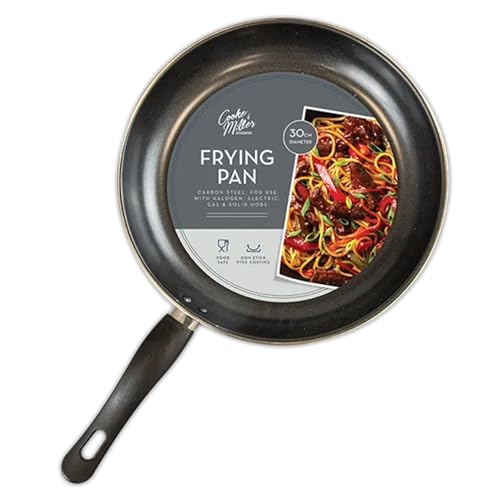 HYNIVO Non-Stick Frying Pan | Carbon Steel Skillet with PTFE Coating Cooking Pans | Compatible with Gas – Electric – Halogen & Solid Hobs | Sturdy Handle | Kitchen Cooking Pan for Everyday Use (30cm)
