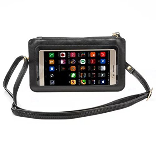 Smarmate Cell Phone Pouch Cross-body Purse Wallet Case Clutch Bag with View Window Touch Screen for iPhone Samsung and Other Phones under 6.3