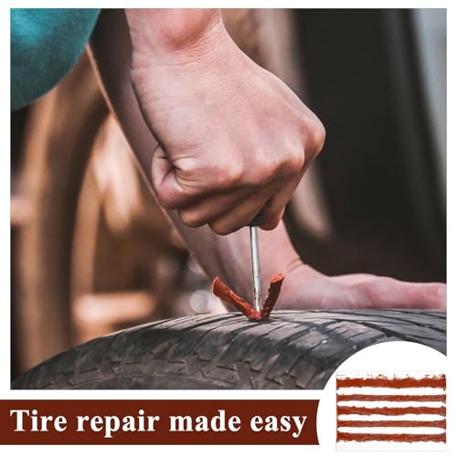 Image of 5 Pcs Tire Plugs, 4 inch x1 /4 inch Rubber Tire Plug Repair Kit for Tubeless Off-Road Tires Car, RV, SUV, ATV, Motorcycle, Truck, Tractor (Red)