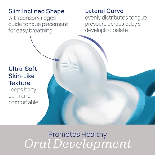 Image of Chicco PhysioForma Dual Soft Orthodontic Pacifier for Babies 16-24 Months, 100% Soft Silicone, Supports Breathing, One-Piece Design, Included Sterilizing Case, BPA Free, 2-Pack, Sapphire