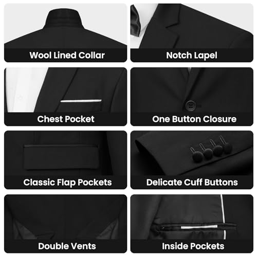 MAGE MALE Men's 2 Piece One Button Suits Set Slim Fit Tuxedo Blazer Jacket and Pants for Party Wedding & Business - Image 5