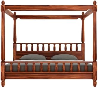 COBRA CRAFT Sheesham Solid Wood Poster Bed Without Storage Queen Size Bed for Beautiful Bedroom Honey Finish (Queen Size 1.87L x 1.93W x 1.90H Meters)