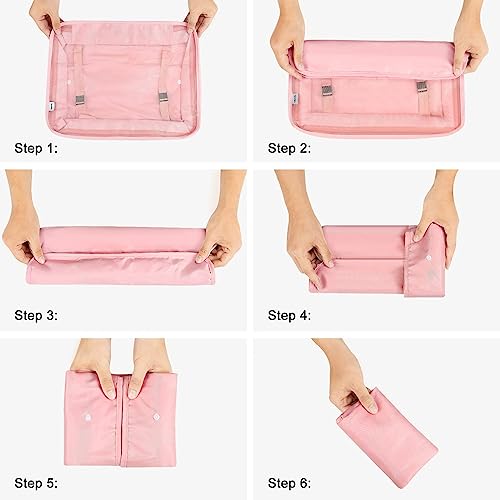 Image of MURISE 8-Piece Packing Cubes, Clothes Bags, Suitcase Organiser for Holidays and Travel, Packing Cube Set, Travel Cube, Organiser System for Suitcases - Pink