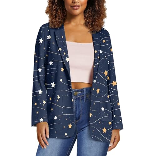 TOADDITDO Women's Casual Business Open Front Long Sleeve Notch Lapel Office Blazer Jacket with 2 Pockets