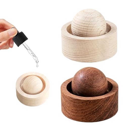 2 Stück Diffusor-Kugel Aus Natürlichem Holz für Ätherische Öle, Wiederverwendbarer Tragbarer Duftöldiffusoren, Handgefertigt Massiv Holz Aromatherapien Dekore für Heimbüro, Auto Verwenden