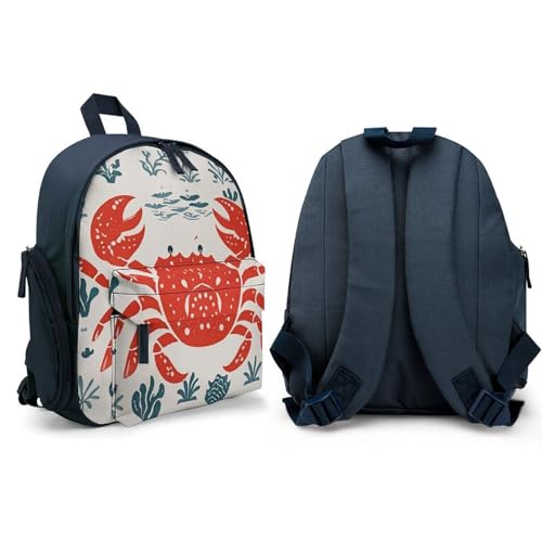 Marine Animal Themed Crab Backpack for Men Women, Durable Small Bookbag Lightweight Daypack for Travel, Hiking, Blue-style4