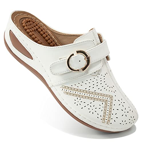 Alicegana Mules for Women RtH[gN[YhgDT_ T}[XbvIEFbW ߉\ȃtbN[vt, zCg 702, 27.5 cm