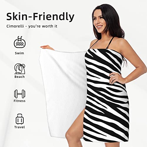 Kamoxi Zebra Print Beach Towel Microfiber Black And White Zebra Striped African Animal Skin Bath Towel For Swimming Bathroom Pool, Oversized Packable Sand Free Travel Towel, 31.5X51.2 Inch #TOP2
