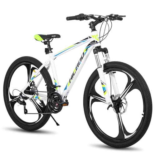Hiland - Bicicleta de Montaña 3 Radios, 21 Velocidades, Cuadro de Aluminio, Ruedas 26 Pulgadas, Frenos de Disco, Bicicletas Hombre Mujer, Bicicletas de Montaña, Mountain Bikes
