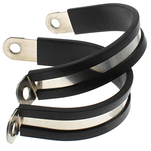 Ozxno 5Pcs 1-3/4Inch Cable Clamps 304 Stainless Steel Rubber Cushion Pipe Clamps Hose Clamp Metal Clamp Rubber Cushioned #TOP3