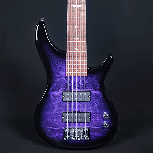 Lindo PDB 5-String Purple Dove Electric Bass Guitar and Hard Case