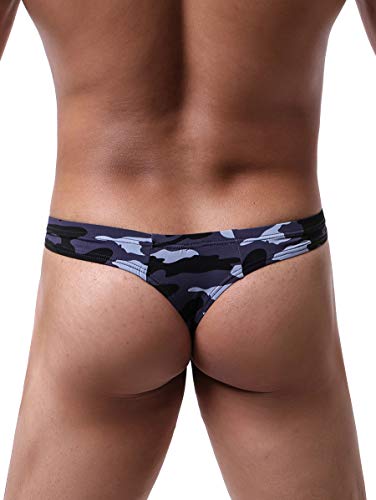 Ikingsky Men's Camouflage Thong Underwear Soft Stretch T-Back Mens Underwear (Small, 4 Pack) #TOP3