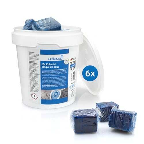 kör4u Cubo de agua – 60 pastillas de inodoro azules, frescas, autoactivas, antical y depósitos, ecológicas y biodegradables