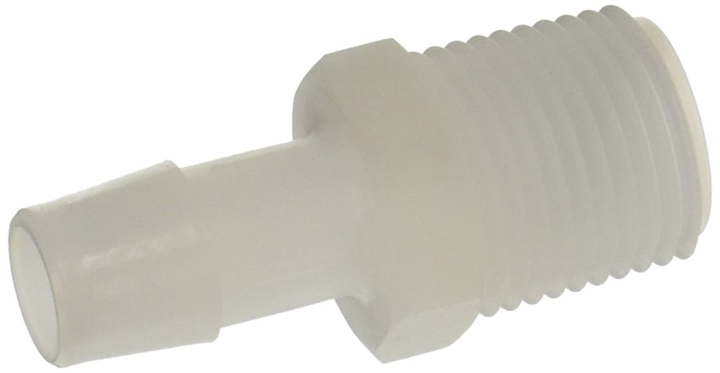 Eldon James A8-8NK Natural Kynar Adapter Fitting, 1/2-14 NPT to 1/2" Hose Barb (Pack of 10)