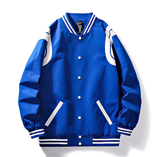 Veste bomber surdimensionnée homme vintage bleu S style baseball streetwear