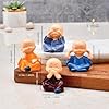 Collectible India Buddha Monk Set of 4 Statue Figurines Showpiece - Cute Mini Buddha Idol Statue for Car Dashboard Table Top Home Decoration