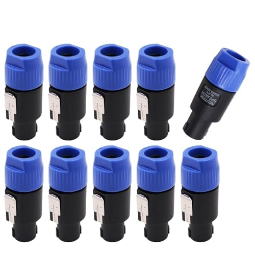 Zodazoqa NL4FC Speakon - 10 adaptadores de audio profesionales compatibles con NL4FC para amplificador y altavoz de 6 a 15 mm de diámetro, color azul