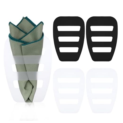 4Pcs Clear Invisible Pocket Square Holder for Men Pocket Square Scarf Organizer Tux Accessories for Men Vests Suits Jackets (Transparent white; Black)